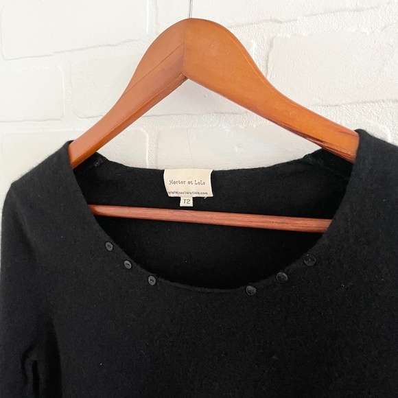 Hector et Lola Knit Sweater Y2K 100% Cashmere Raw hems sequins Elbow patch S - Picture 12 of 13